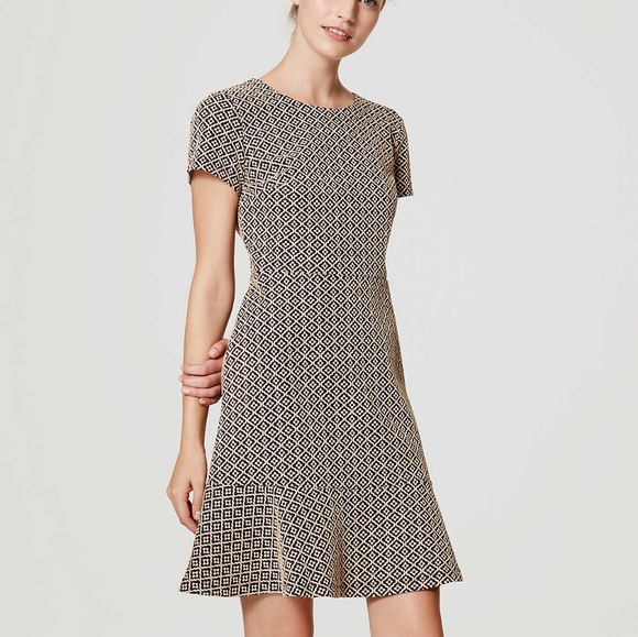 Ann Taylor Dresses & Skirts - Ann Taylor Loft Tile Jacquard Flounce Dress, S 6